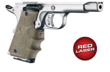Image of Hogue Red Laser Enhanced Grip, 1911 Officers, OverMolded Rubber, FDE, 43083