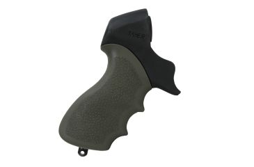 Image of Hogue Mossberg 500 12 and 20 Gauge OverMolded Tamer Shotgun Pistol Grip, Polymer, OD Green, 05114