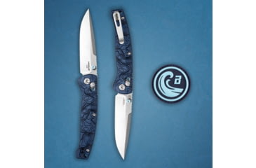 Image of Hogue Mysto Folding Knife, 3.4in, CPM MagnaCut Stainless Steel, Clip Point, Blue Richlite Handle, 24456