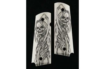 Image of Hogue Officers Model Scrimshaw Ivory Polymer - Grim Reaper Full Body X2 43029
