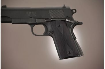 Image of Hogue Officers Model Checkered Aluminum - Matte Black Anodized 43170