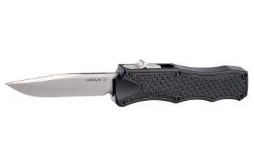 Image of Hogue Out The Front 3.5inch Automatic Clip Point Blade Tumbled Finish Aluminum Frame - Matte Black - HOG-34010