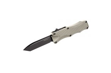 Image of Out The Front 3.5" Automatic Tanto Blade Black Finish Aluminum Frame - Matte Desert Sand