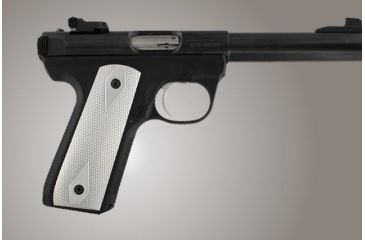 Image of Hogue Ruger 22/45 RP Checkered Aluminum - Brushed Gloss Clear Anodize 82155