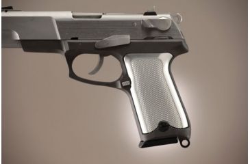 Image of Hogue Ruger P85 - P91 Checkered Aluminum - Brushed Gloss Clear Anodized 85175