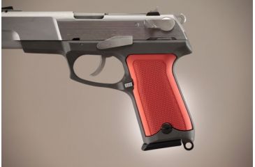 Image of Hogue Ruger P85 - P91 Checkered Aluminum - Matte Red Anodized 85172