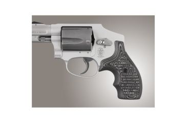 Image of Hogue S&amp;W J Frame Round Butt Grip, Bantam Piranha G-10 G-Mascus Black/Grey 82293