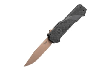 Image of Hogue Sig Compound Emperor Scorpion OTF Automatic Folding Knife, 3.5in, CPM S30V Stainless, Clip Point Blade, FDE PVD, Solid Black G10 Handle, 36030