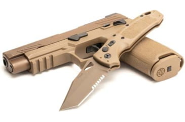 Image of Hogue Sig K320A Automatic Folding Knife, 3.5in, CPM S30V Stainless, Tanto Blade Partially Serrated, Coyote PVD, Coyote Tan Polymer Handle, 36323