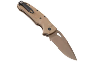 Image of Hogue Sig K320A Automatic Folding Knife, 3.5in, CPM S30V Stainless, Drop Point Blade Partially Serrated, Coyote PVD, Coyote Tan Polymer Handle, 36333