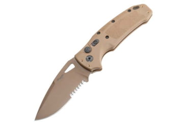 Image of Hogue Sig K320A Automatic Folding Knife, 3.5in, CPM S30V Stainless, Drop Point Blade Partially Serrated, Coyote PVD, Coyote Tan Polymer Handle, 36333