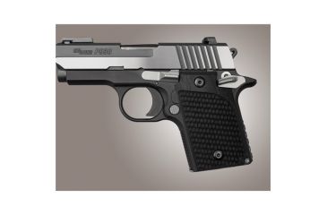 Image of Hogue Sig P938 Rubber Grip, Ambidextrous, Pirahna G10 Solid Black 109745