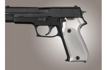 Image of Hogue SIG Sauer P220 European Checkered Aluminum - Brushed Gloss Clear Anodized 21175