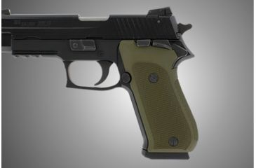 Image of Hogue Sig Sauer P220 Handgun Grip Sao American Checkered Aluminum Matte Green Anodized 21151 1h Gu 21151