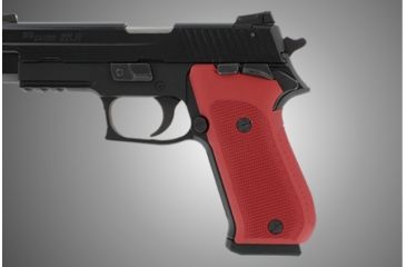 Image of Hogue Sig Sauer P220 Handgun Grip Sao American Checkered Aluminum Matte Red Anodized 21152 1h Gu 21152