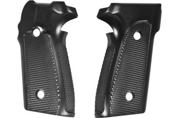 Image of Hogue SIG Sauer P228 - P229 Grip Checkered Aluminum - Brushed Gloss Black Anodized 28176