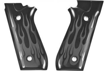 Image of Hogue Taurus PT-99 PT-92 PT-100 PT-101 Gun Grip w/Decocker Flames Aluminum - Black Anodized 99130