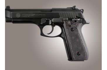 Image of Hogue Taurus PT-99 PT-92 PT-100 PT-101 With Decocker Checkered G-10 - G-Mascus Black/Gray 99177-BLKGRY