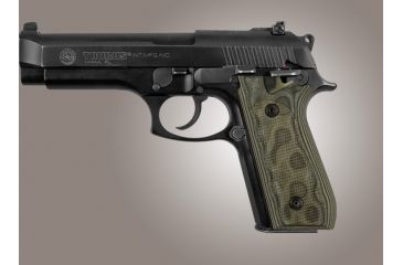 Image of Hogue Taurus PT-99 PT-92 PT-100 PT-101 With Decocker Checkered G-10 - G-Mascus OD Green Camo 99178