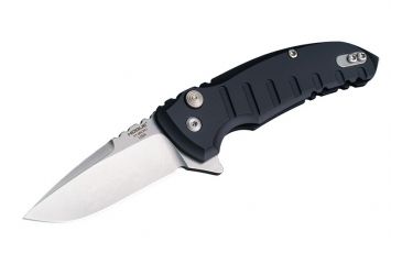 Image of Hogue X1-Microflip Folding Knife, 2.75in Drop Point Blade, Tumble Finish Alum Frame, Matte Black 24170