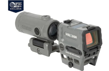 Image of Holosun OPMOD AEMS Reflex Red Dot &amp; HM3XT Magnifier Combo, Green 2MOA Dot and 32MOA Circle, Circle-Dot, Wolf Gray