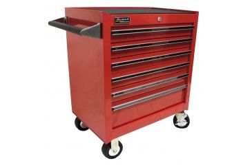 Image of Homak 27in Professional Rolling Cabinet w/ 6 Drawers, Red RD04062601