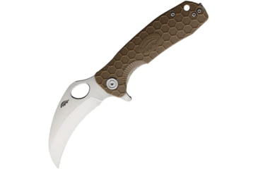 Image of Honey Badger Knives Claw Linerlock Folding Knife, 3 satin finish 8Cr13MoV stainless blade, Tan textured GRN handle, HB1122