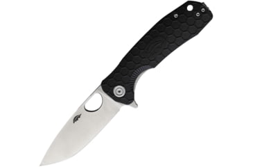 Image of Honey Badger Knives Medium Linerlock Folding Knife, 3.13 satin finish D2 tool steel drop point blade, Black textured GRN handle, HB1016