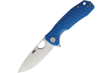 Image of Honey Badger Knives Medium Linerlock Folding Knife, 3.13 satin finish D2 tool steel drop point blade, Blue textured GRN handle, HB1058