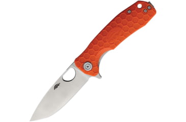 Image of Honey Badger Knives Medium Linerlock Folding Knife, 3.13 satin finish D2 tool steel drop point blade, Orange textured GRN handle, HB1060