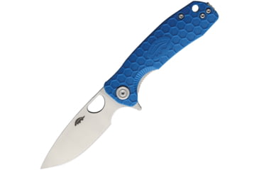 Image of Honey Badger Knives Small Linerlock Folding Knife, 2.75 satin finish 8Cr13MoV stainless drop point b, Blue textured GRN handle, HB1024