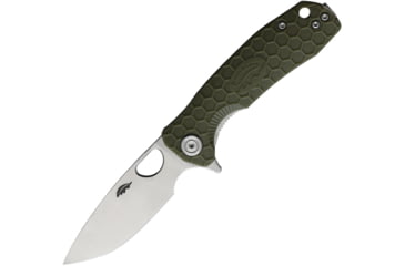 Image of Honey Badger Knives Small Linerlock Folding Knife, 2.75 satin finish 8Cr13MoV stainless drop point b, Green textured GRN handle, HB1023