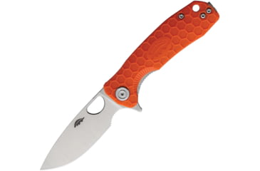 Image of Honey Badger Knives Small Linerlock Folding Knife, 2.75 satin finish 8Cr13MoV stainless drop point b, Orange textured GRN handle, HB1035