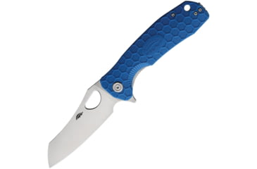 Image of Honey Badger Knives Warncleaver Linerlock Folding Knife, 3.63 satin finish 8Cr13MoV stainless blade, Blue textured GRN handle, HB1034