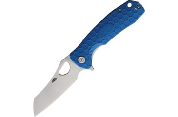 Image of Honey Badger Knives Warncleaver Linerlock Folding Knife, 3.63 satin finish D2 tool steel blade, Blue textured GRN handle, HB1036