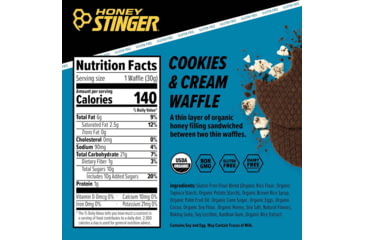 Image of Honey Stinger Gluten Free Organic Waffle, Cookies &amp; Cream, 1 oz Pack, 76112