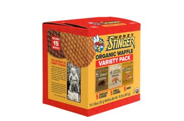 Image of Honey Stinger Organic Waffle Variety Box - 5 Honey, 5 Vanilla, 5 Chocolate, 15 Pack 80015