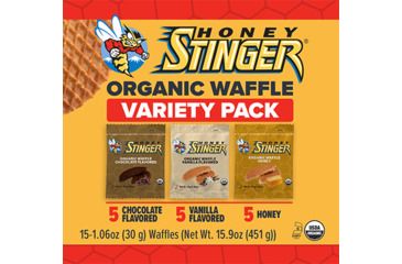 Image of Honey Stinger Organic Waffle Variety Box - 5 Honey, 5 Vanilla, 5 Chocolate, 15 Pack 80015