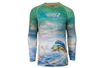 Image of Hook &amp; Tackle Mens Bull Dolphin L/S UV Fishing Shirt, M013002L-440-S