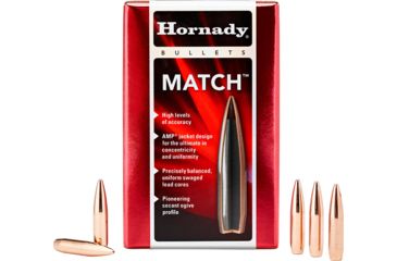 Image of Hornady 3039 Match 308 Caliber .308 155 GR Boat Tail Hollow Point Match 100 Bo