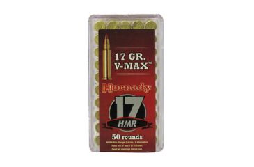 Image of Hornady Varmint Express Rimfire .17 Hornady Magnum Rimfire 17 grain V-MAX Brass Cased Rimfire Ammo, 50 Rounds, 83170