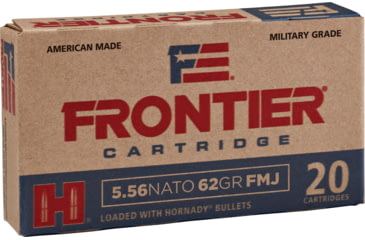 Image of Hornady Frontier 5.56x45mm NATO 62 grain Full Metal Jacket Brass Cased Centerfire Rifle Ammo, 20 Rounds, FR260