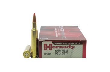 Image of Hornady Superformance 6mm Remington 95 grain Super Shock Tip Brass Cased Centerfire Rifle Ammo, 20 Rounds, 81663