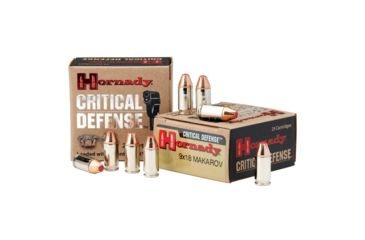 Image of Hornady Critical Defense 9x18mm Makarov 95 grain Flex Tip eXpanding Brass Cased Centerfire Pistol Ammo, 25 Rounds, 91000