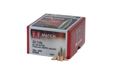 Image of Hornady Match Rifle Bullets, .22 Caliber, 52 grain, Boat Tail Hollow Point BTHP, 6000 Bullet, 2249C