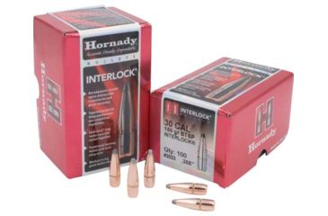 Image of Hornady Bullets, .30 cal, 150 grain, Boat Tail Soft Point, 0.308 inch Diameter, 100-Rounds, 3033