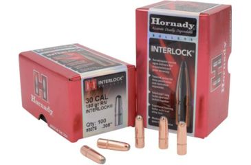 Image of Hornady Bullets, .30 cal, 180 grain, Round Nose, 0.308 inch Diameter, 100-Rounds, 3075