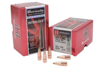 Image of Hornady Bullets, .303 cal, 150 grain, Soft Point, 0.312 inch Diameter, 100-Rounds, 3120