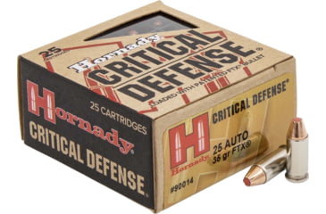 Image of Hornady Critical Defense .25 ACP 35 grain Flex Tip eXpanding Brass Cased Centerfire Pistol Ammo, 25 Rounds, 90014
