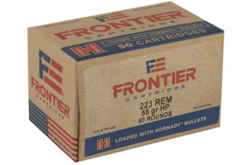 Image of Hornady Frontier .223 Remington 55 grain Hollow Point Brass Cased Centerfire Rifle Ammo, 50 Rounds, FR1405